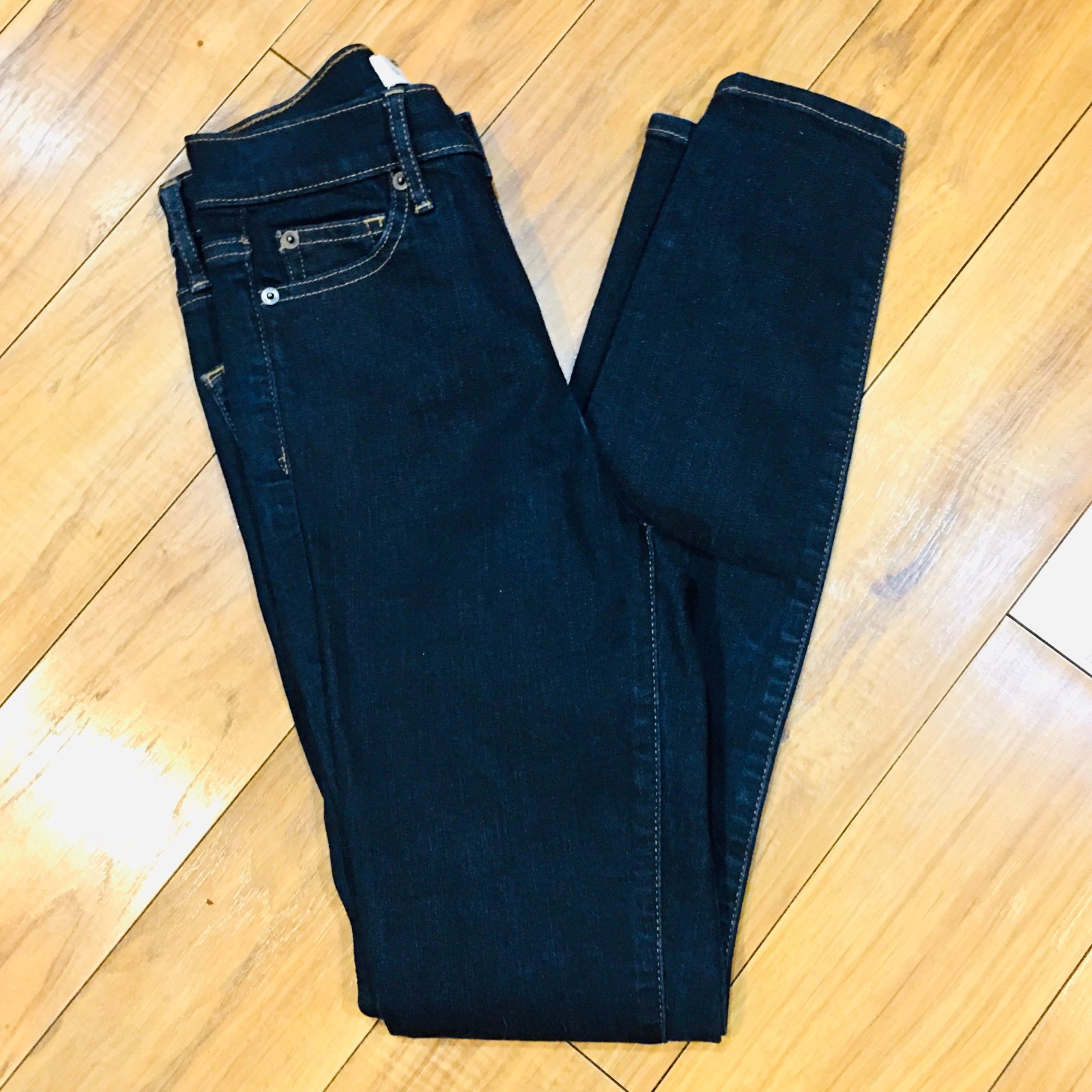 Gap true Skinny super high rise dark denim blue jeans preppy 0 25 waist super st