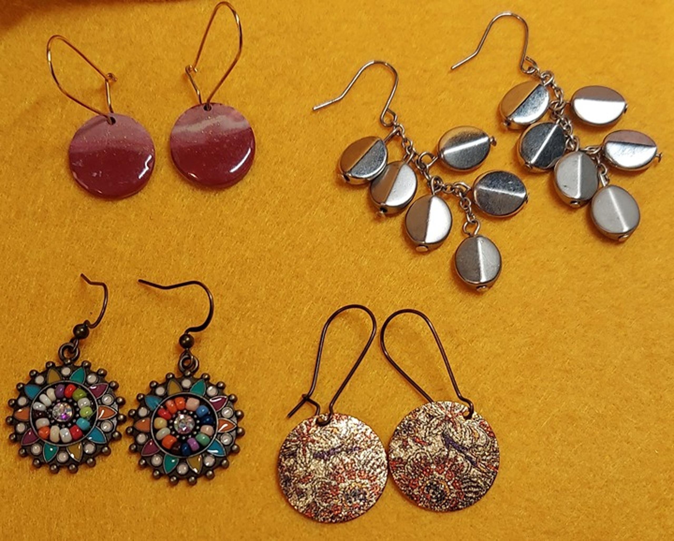Costume/Fashion Earring Collection #14 Circular Dangles--4 PAIRS+ A BONUS PAIR!