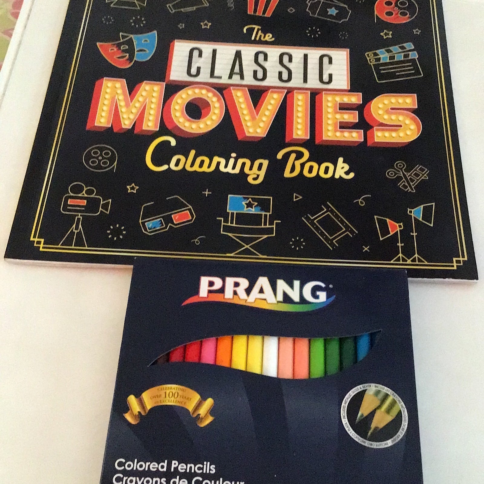 Adult Classic Movie Coloring Book with Prang pack of 36 pencils