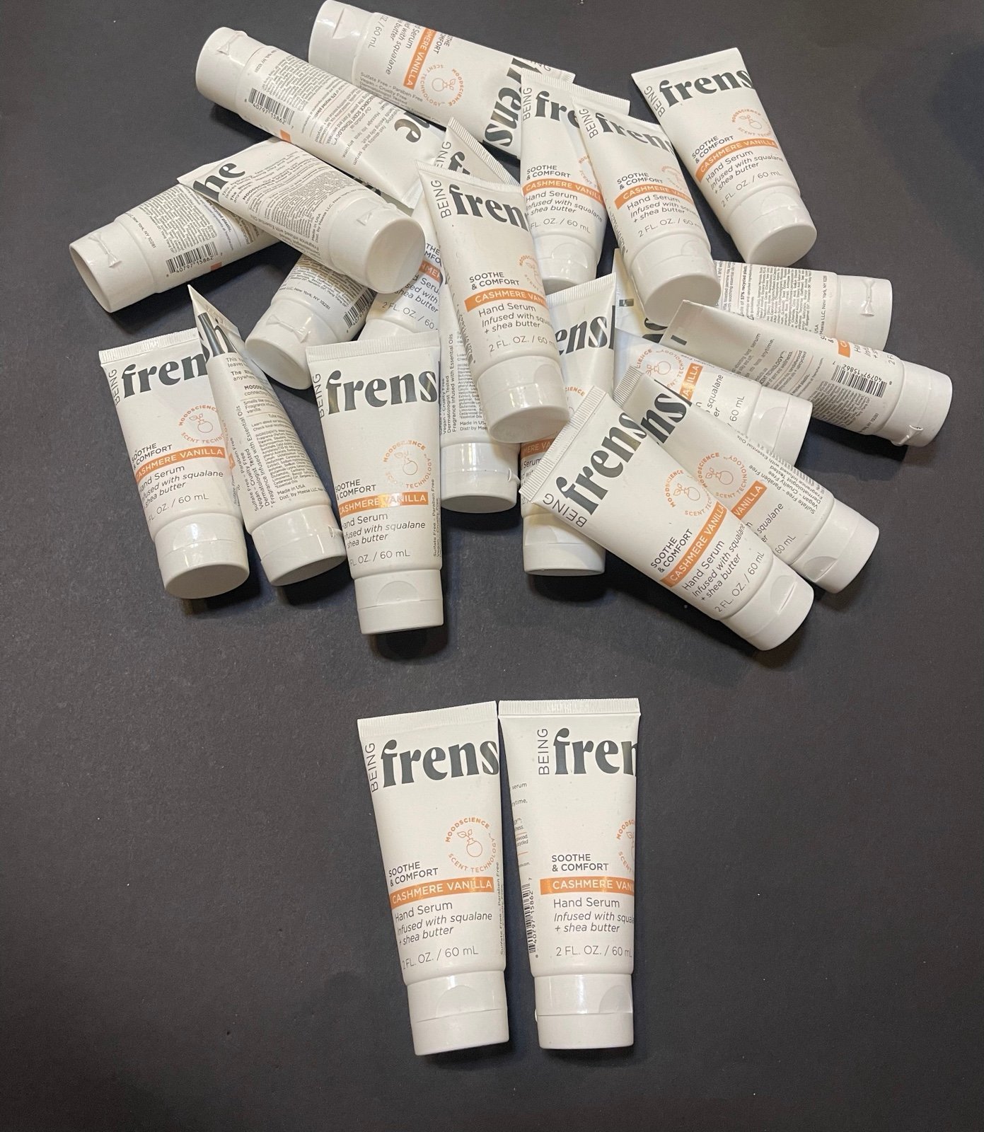 (20) being frenshe cashmere vanilla hand serum & (2) for good luck