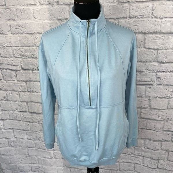 Women’s half zip mock turtleneck Longsleeve pullover light blue sz S women