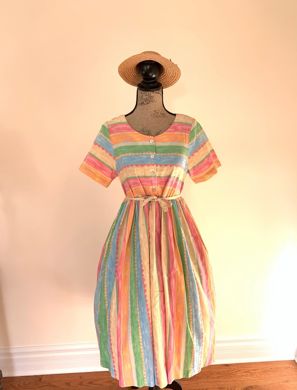Vintage Pastel Colorful Cotton Dress