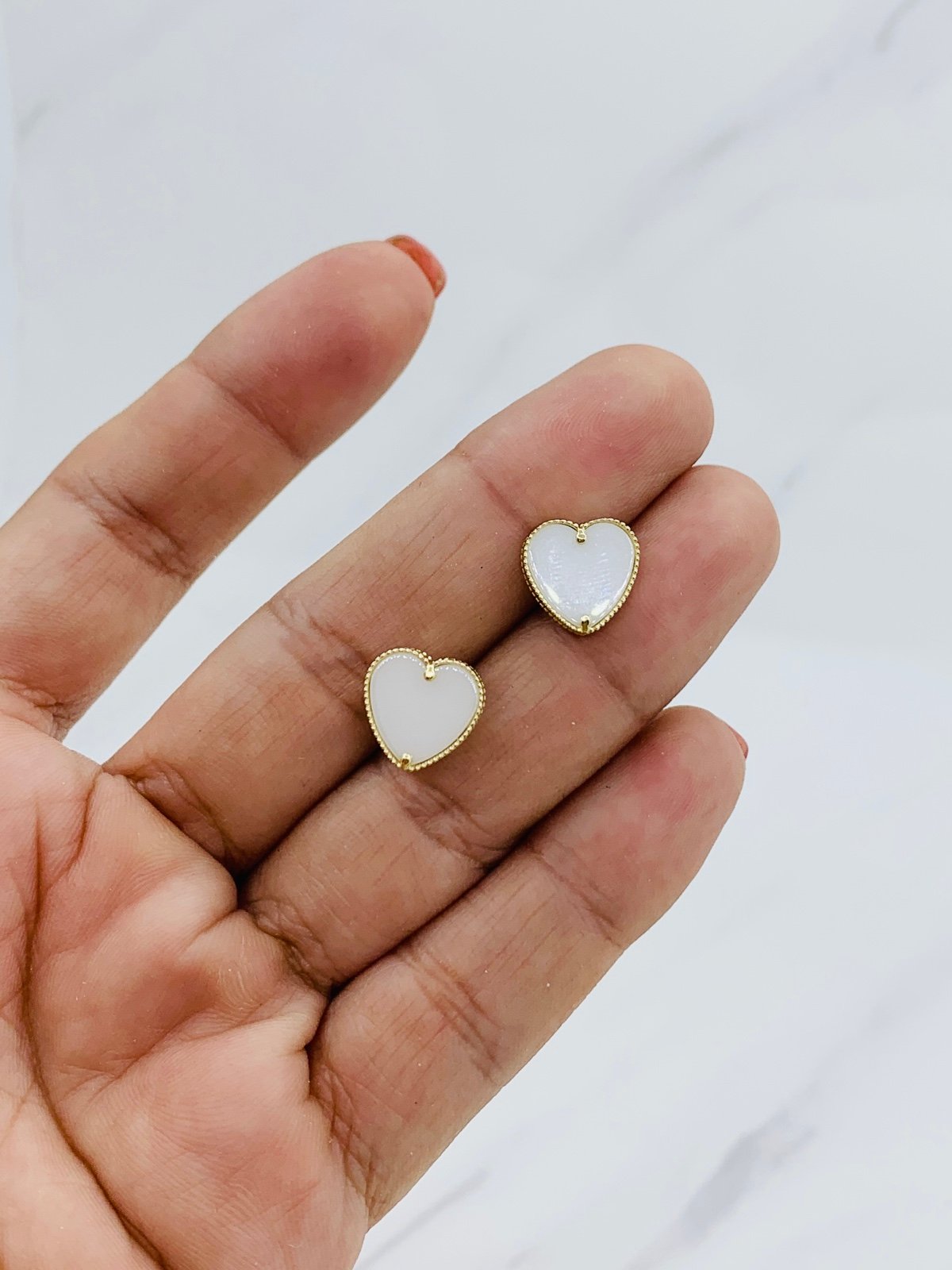 10k solid gold ring earrings white opal ❤️