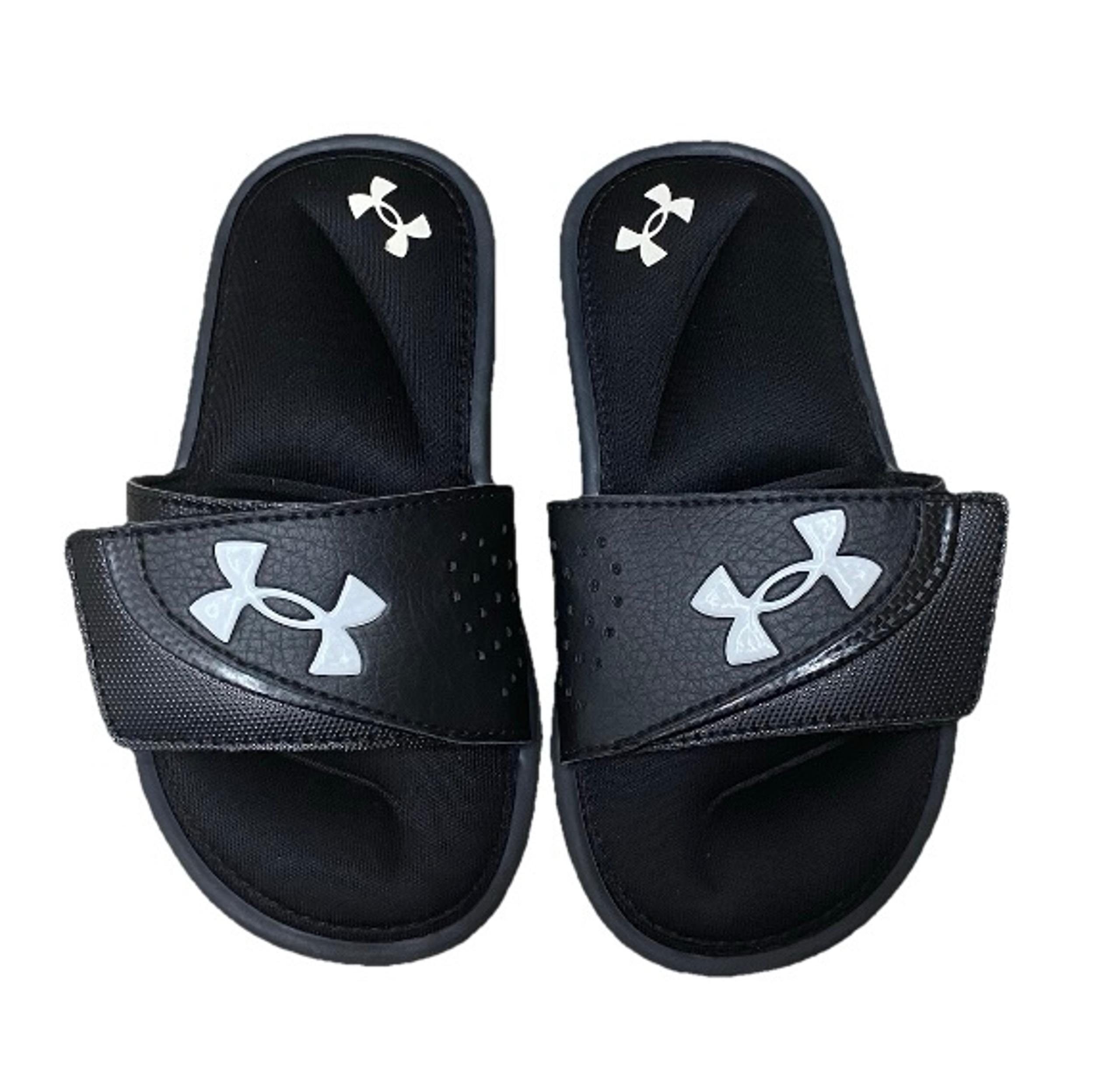Under Armour kids slides size 12 black slip on shoes boys girls