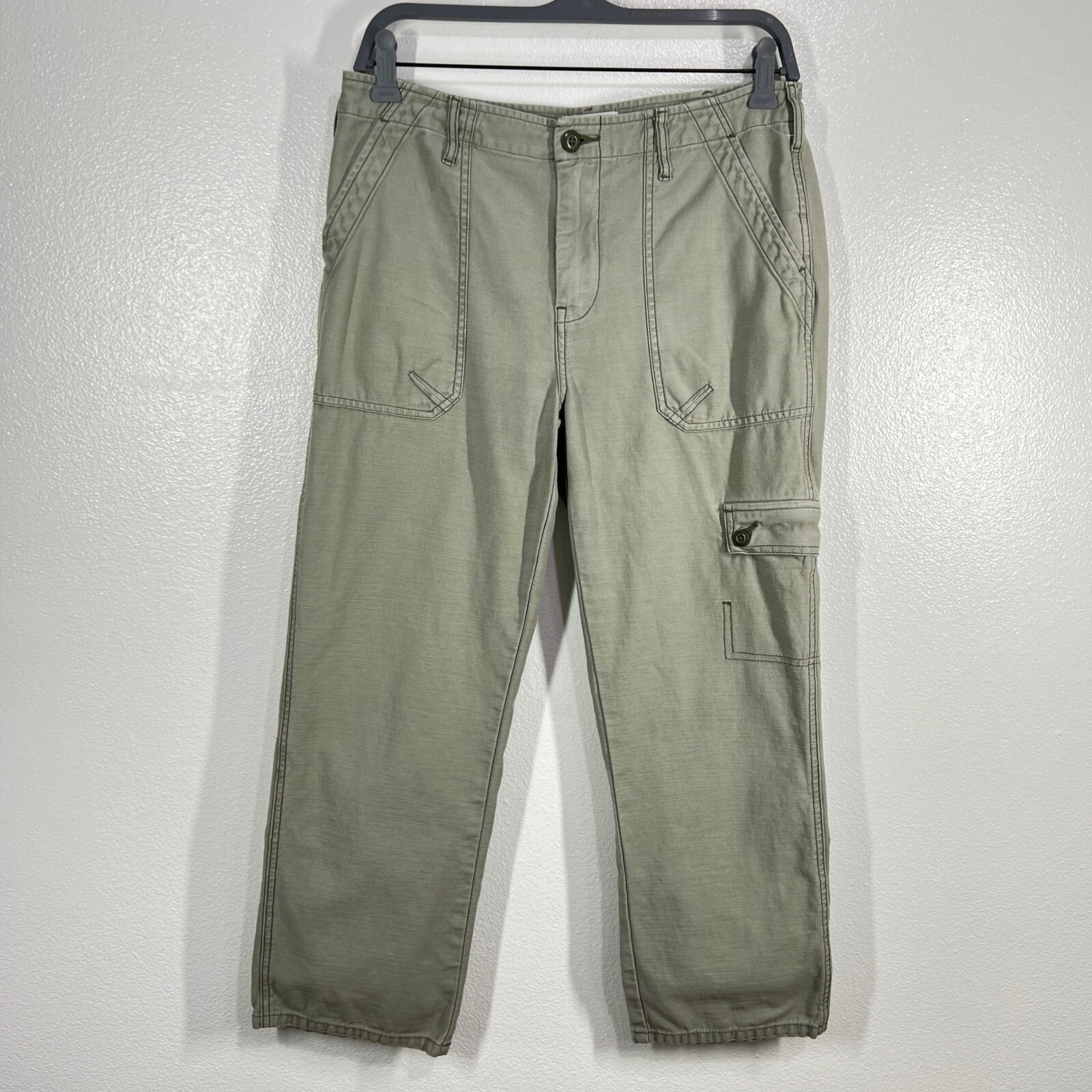 FRAME Military Crop Pants Cotton Blend Khaki Green Cargo Size 29 Summercore