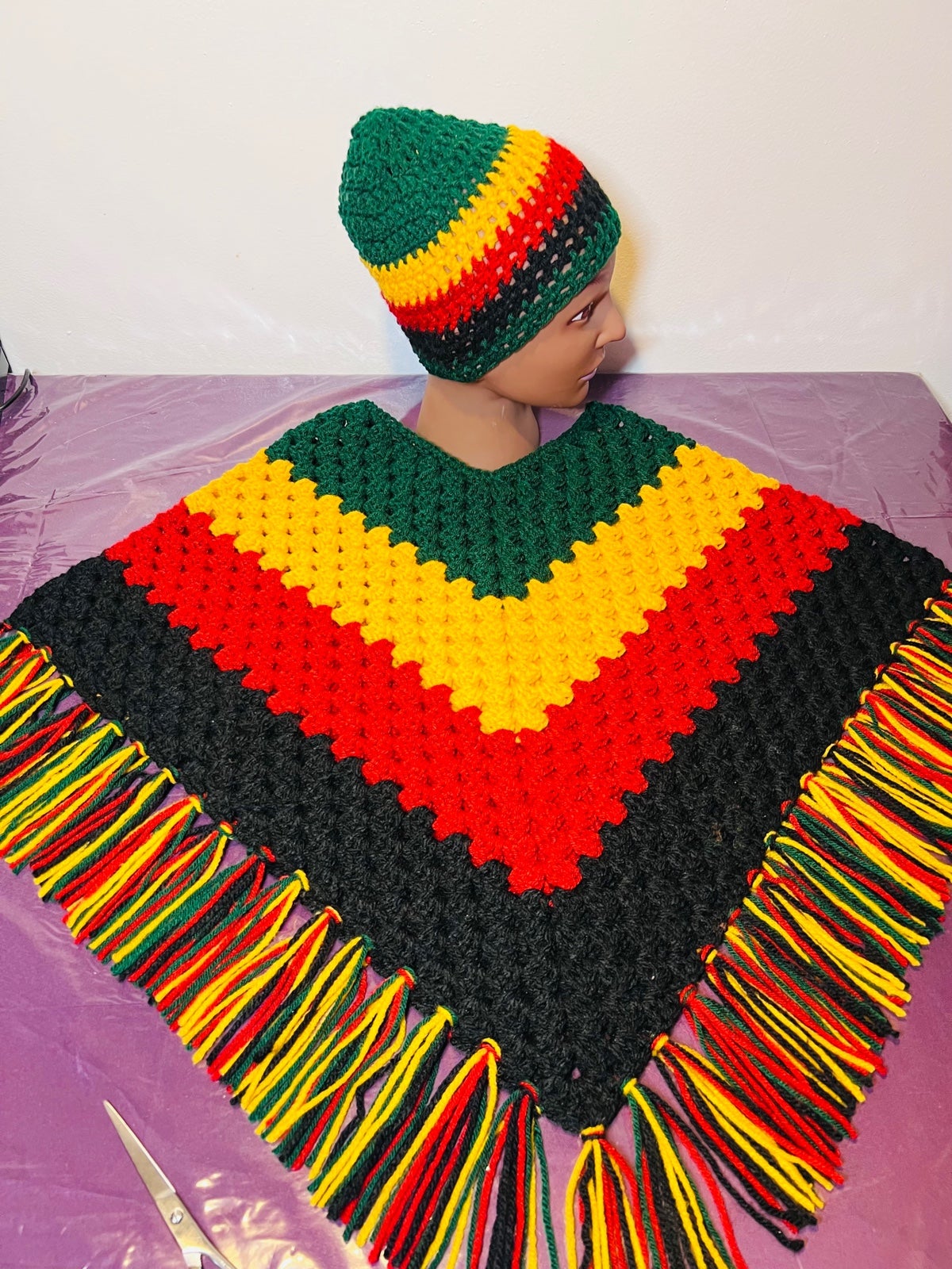 TODDLER PONCHO W/ MATCHING BEANIE