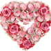 NEW Wooden Pink and Red Roses Heart-Shaped Wreath