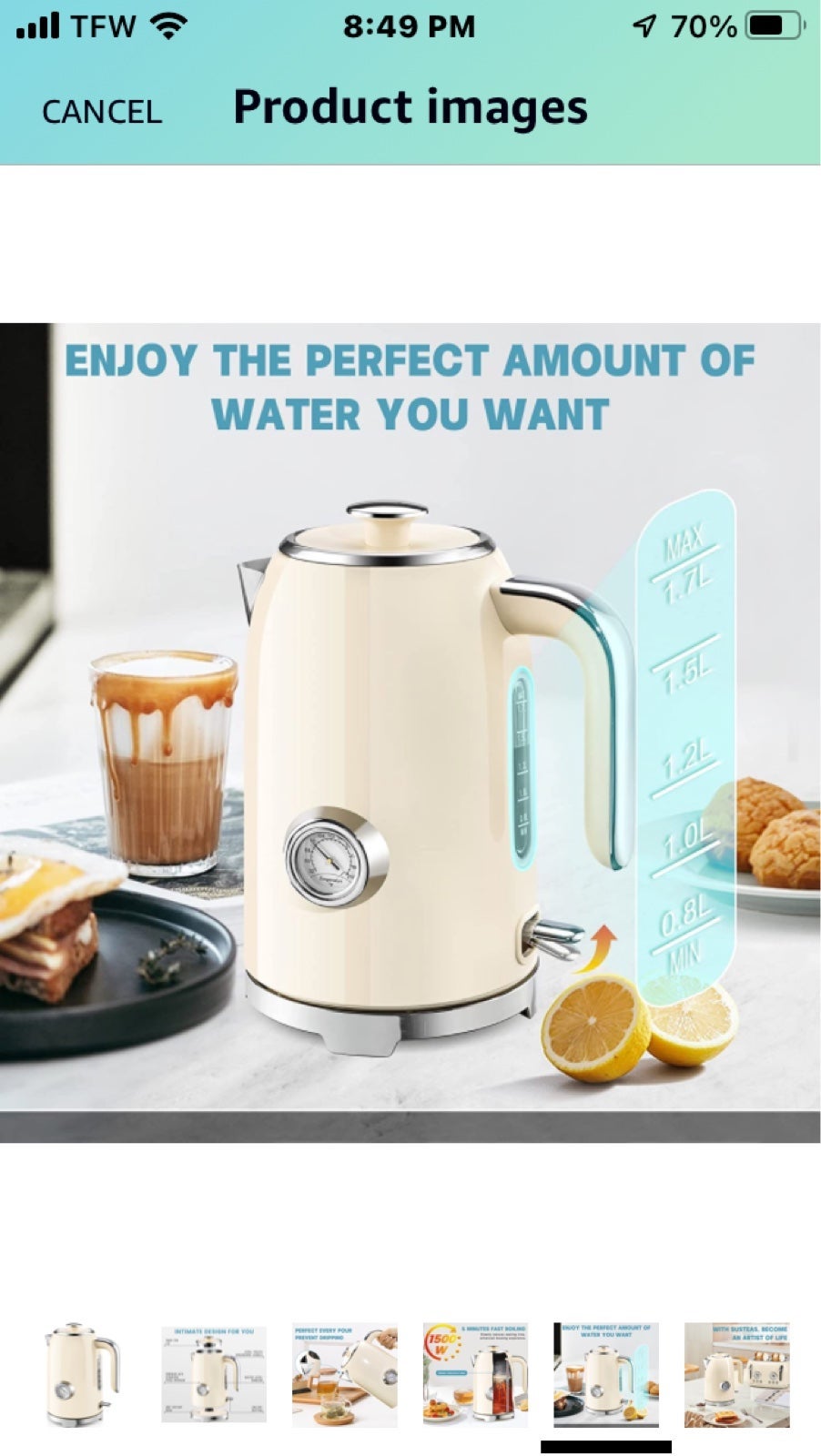 Beige retailer Electric Kettle 57oz with Thermometer