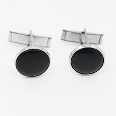 Man's Cufflink Vintage Stainless Steel/ Onyx