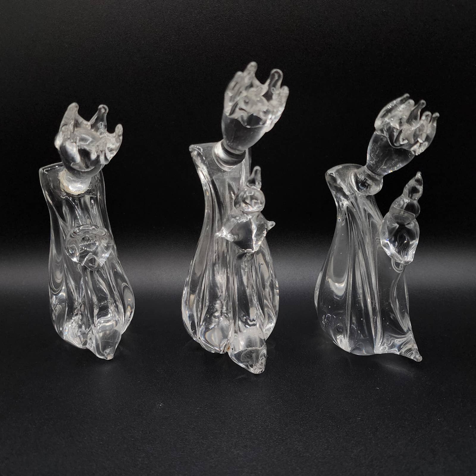 Vintage Enesco Three Kings Clear Glass Set