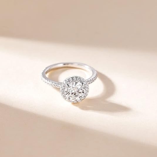 1.5 CT Moissanite Engagement Ring,D Color VVS1 Clarity 925 Sterling Silver,Size7