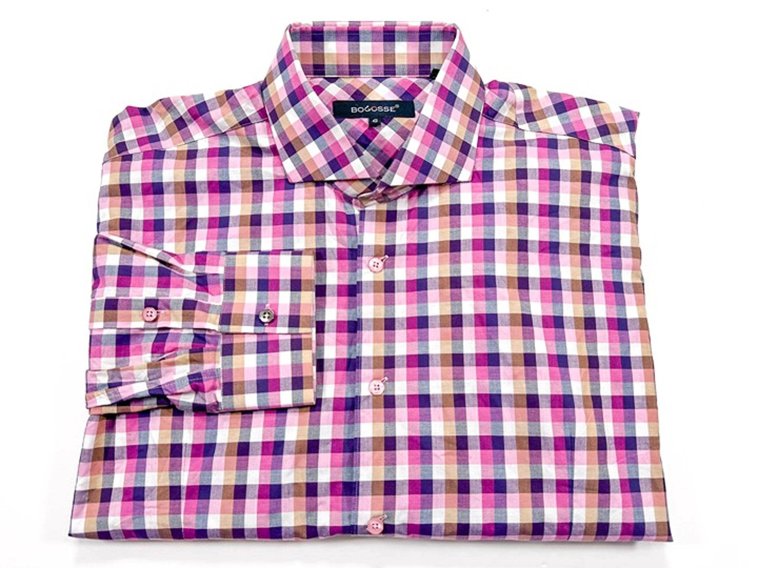 Bogosse XXL (Size 6) Men's Multi-Color Check Long Sleeve Button Front Shirt