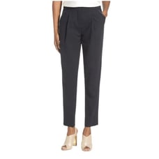 Lafayette 148 Columbia Millennium Crepe Trouser Pants Satin Trim Ink Navy SIZE 4