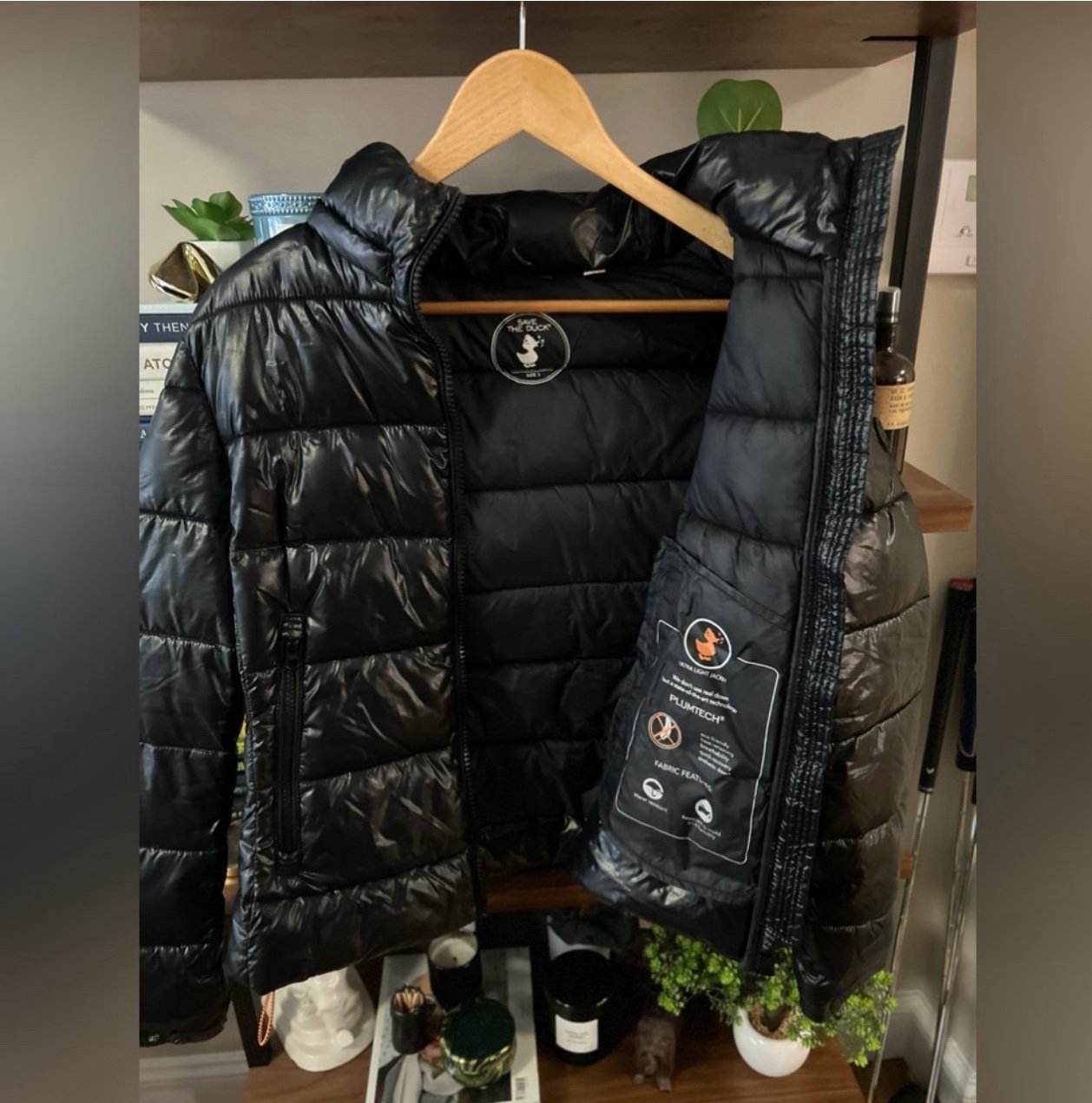 Save The Duck Black Puffer Jacket With Removable Hood In