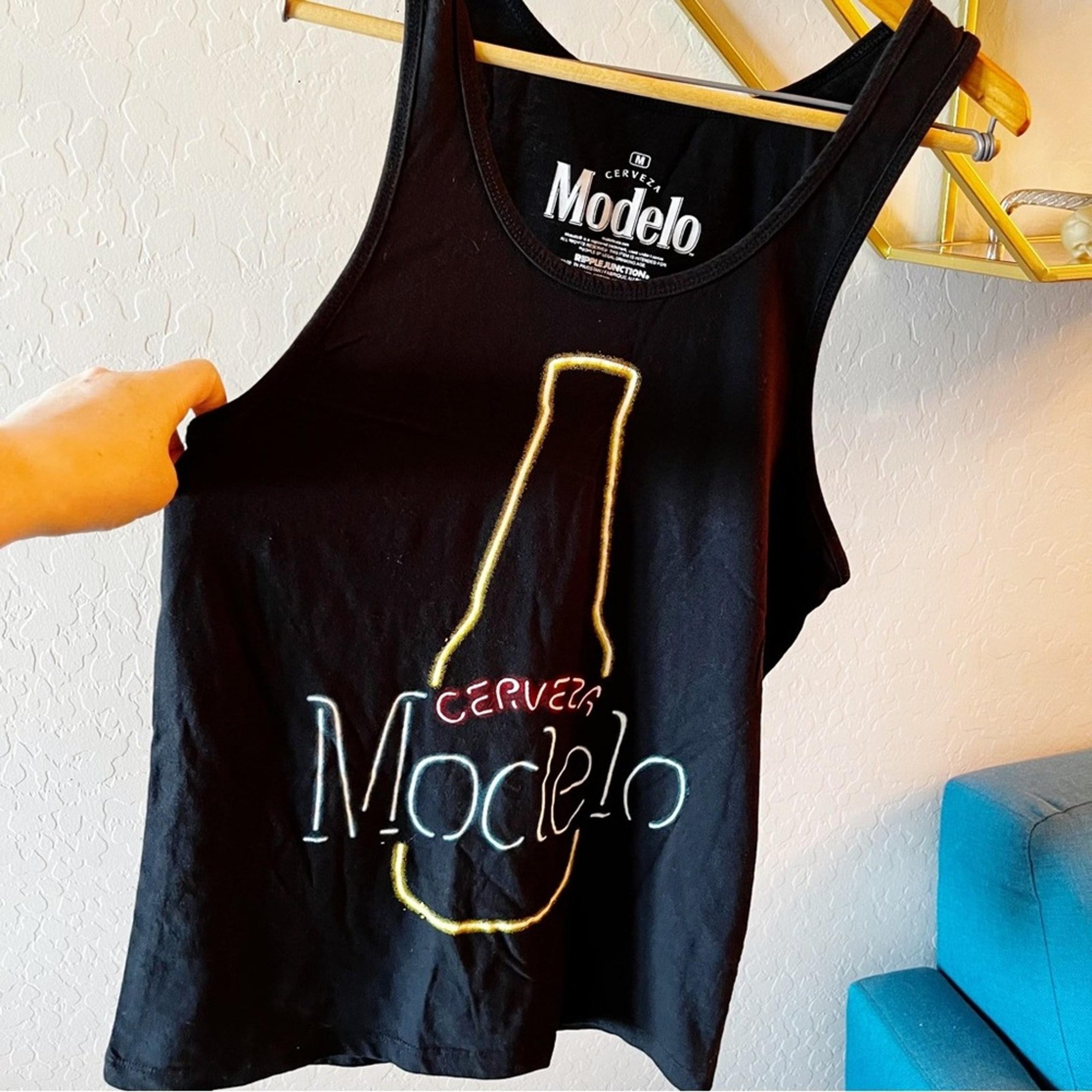 Ripple Junction Modelo Cerveza Neon sign graphic tank top mens size medium M