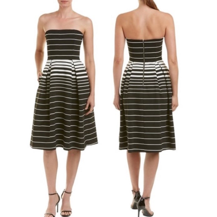 N/Nicholas Striped Corsica Strapless Dress
