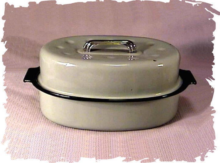 Enamelware Roaster Vintage Oval Roasting