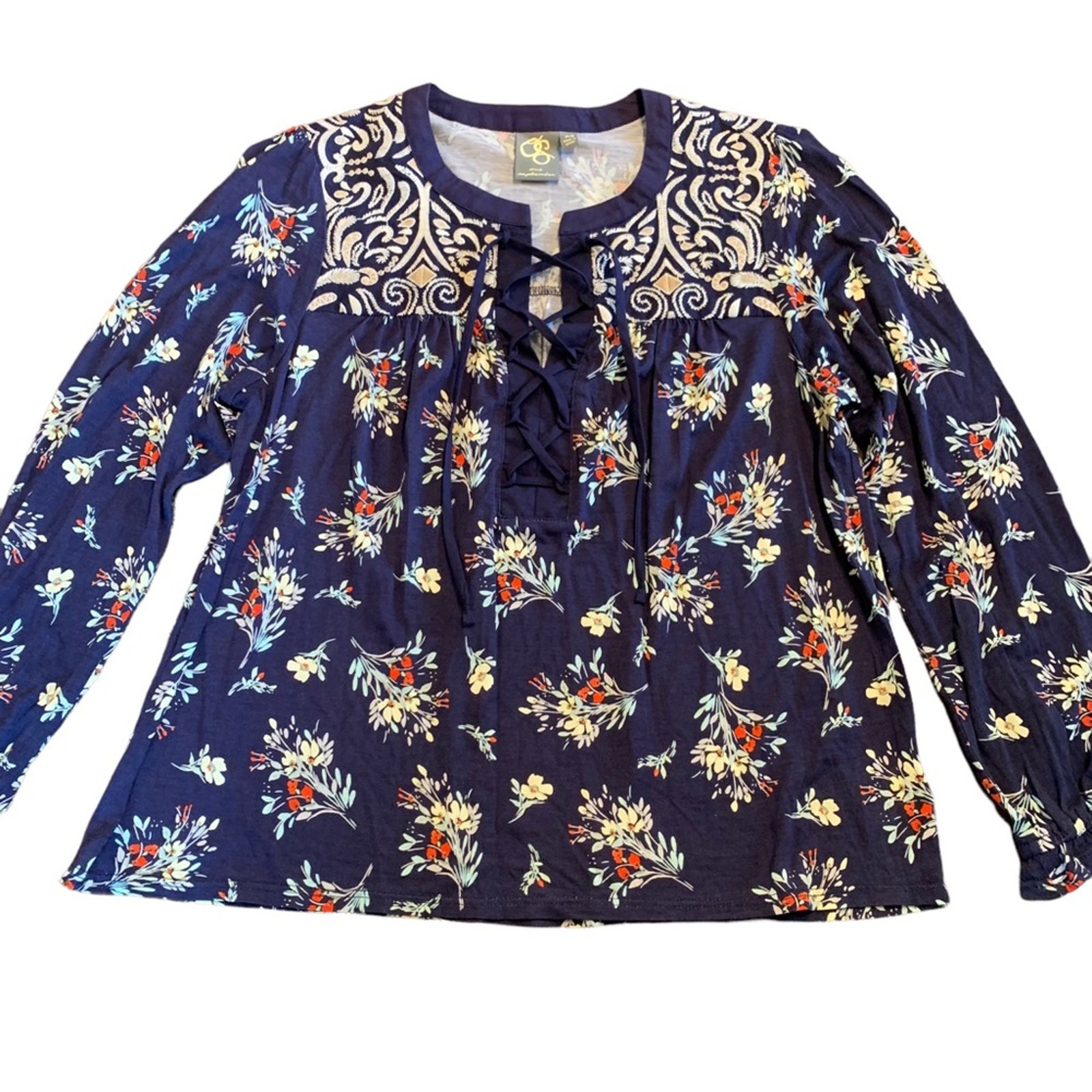Anthropologie One September long sleeve floral top size extra small