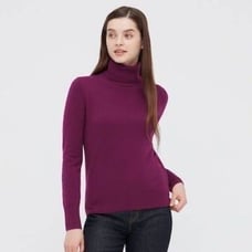 ORDOS Pure Cashmere Purple Turtleneck Sweater Small