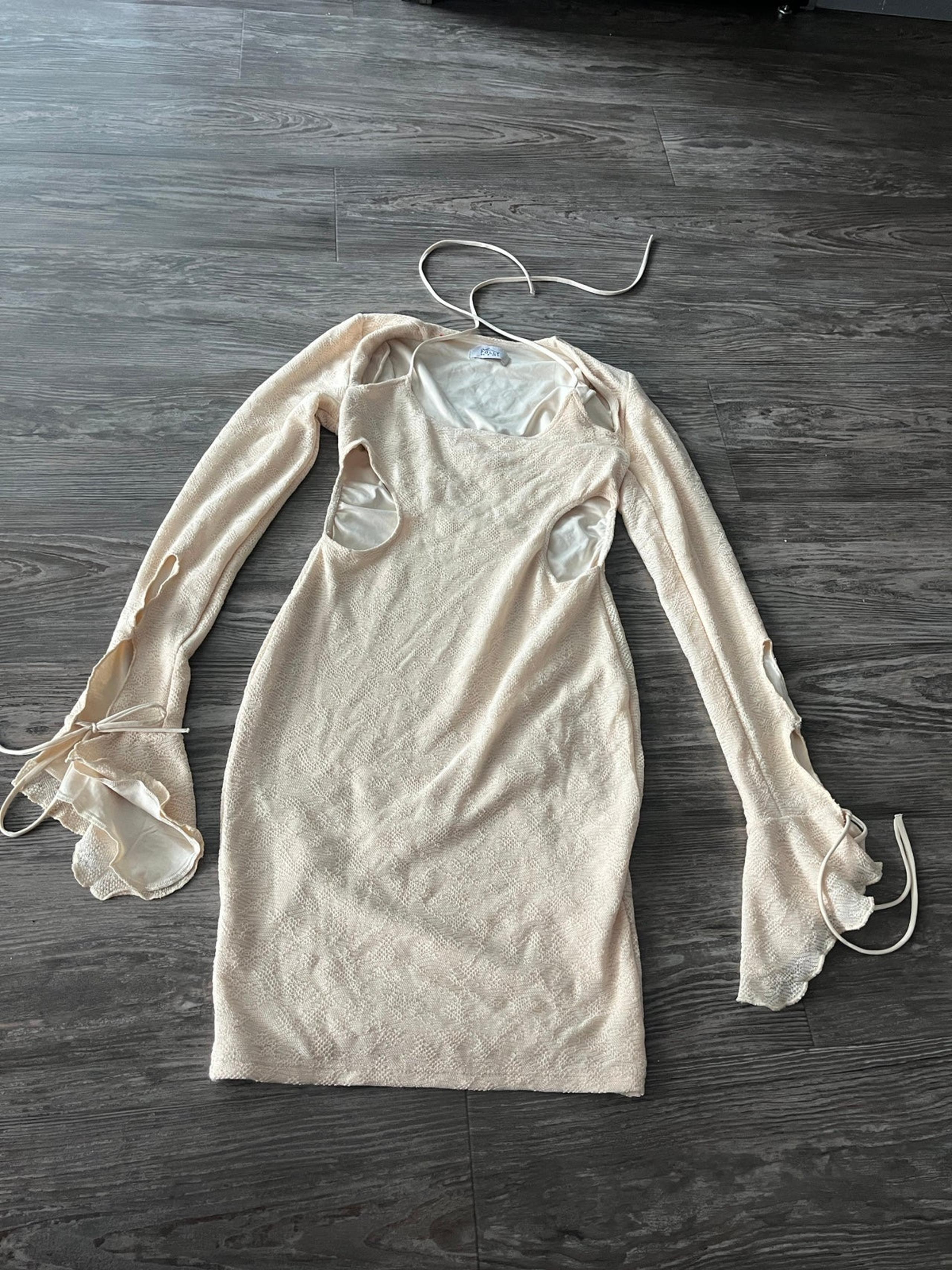 Oh Polly Cream Long Sleeve Dress