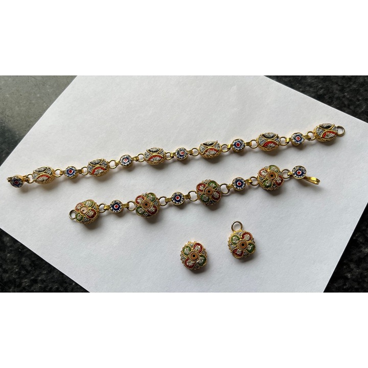 Vintage 1966 Italian Gold Toned Multi Colored Millefiori Micro Mosaic Bracelet