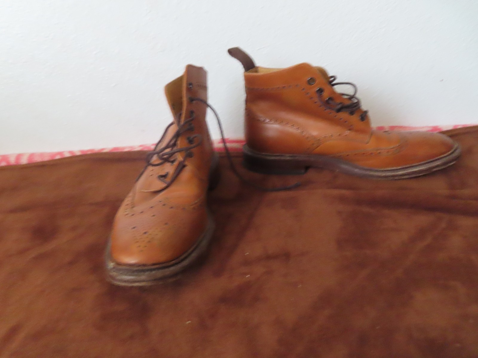 Loake 1880 BURFORD Wingtip Brogue Brown Leather Boots Size UK 8 US 9