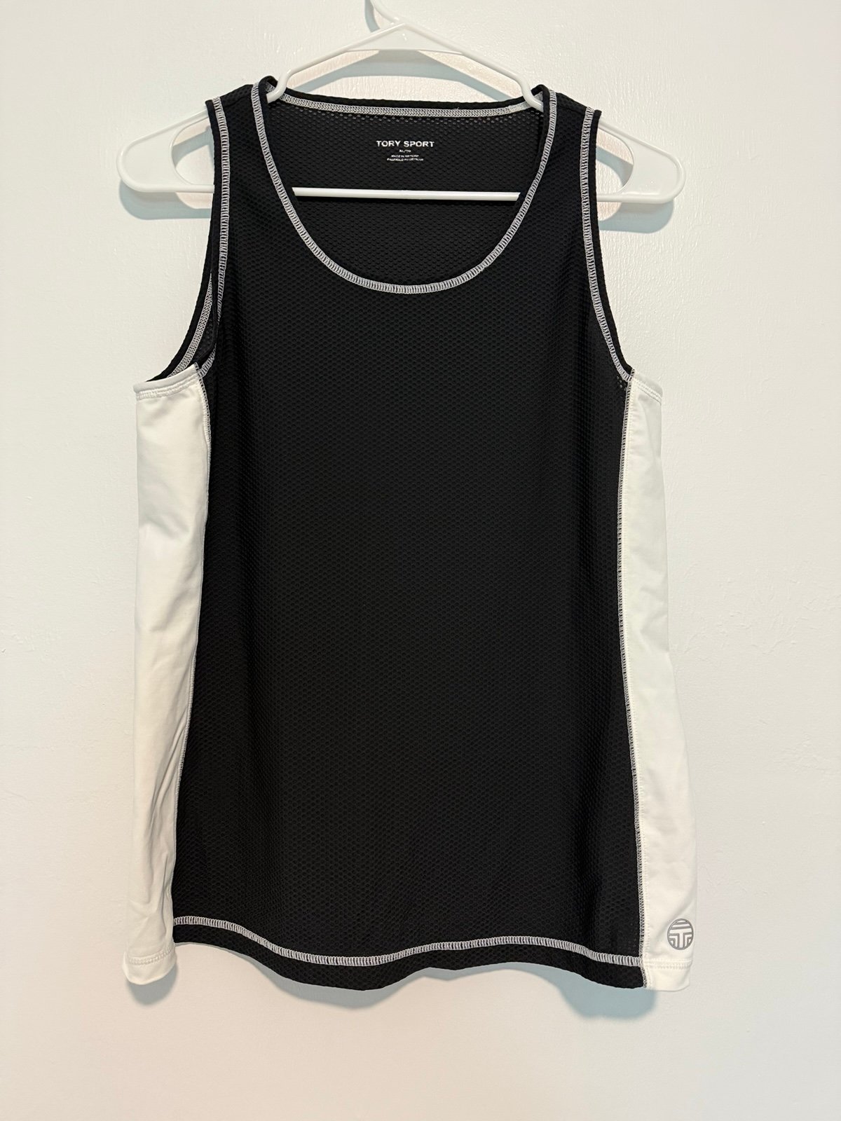 Tory Sport Color block Tank Top pattern Scoop Neck size XL Black/White