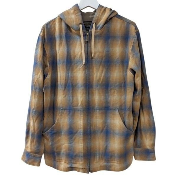 Pendleton Men's M 100% Virgin Wool Plaid Hooded Jacket Zip Up
