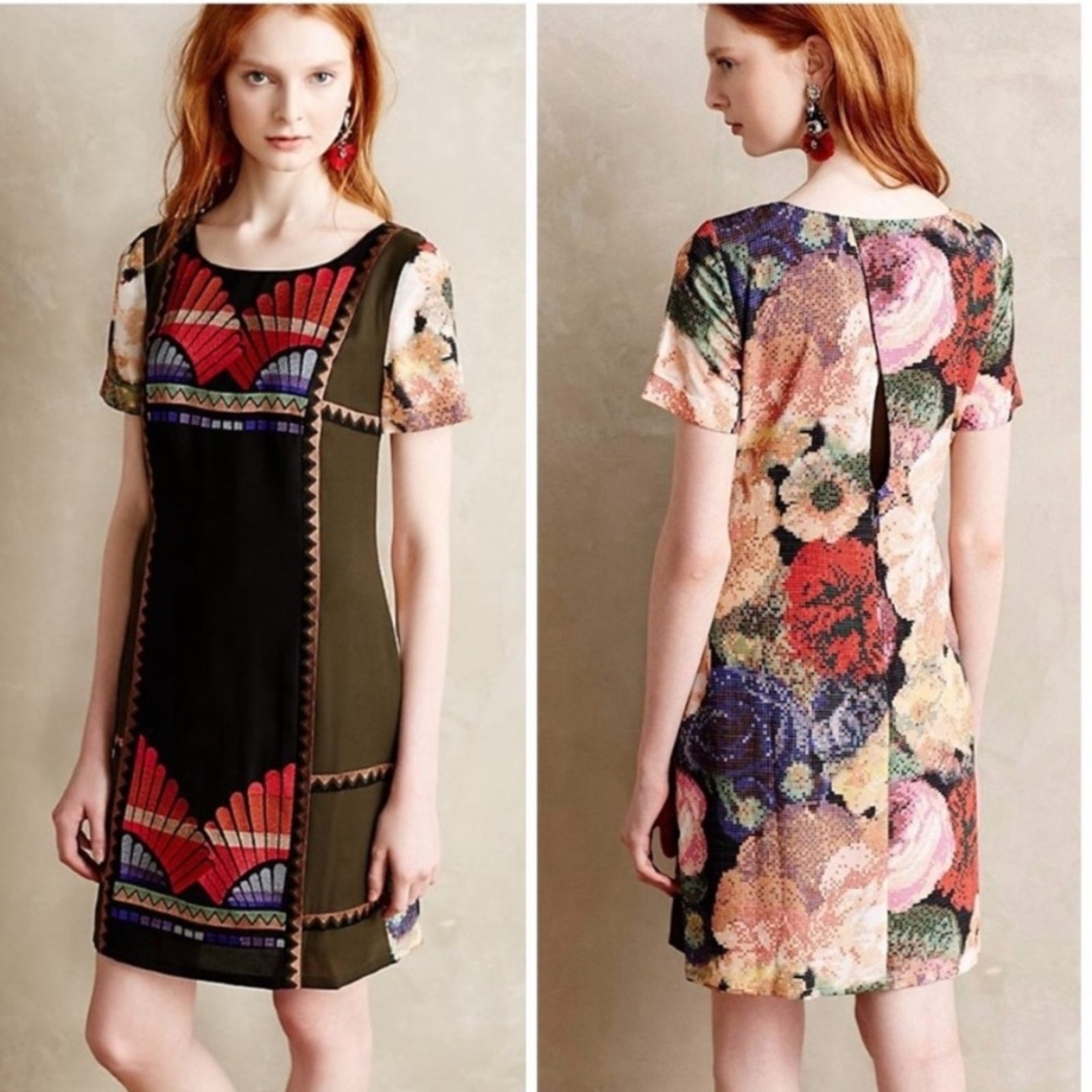 Anthropologie Ranna Gill embroidered floral shift dress