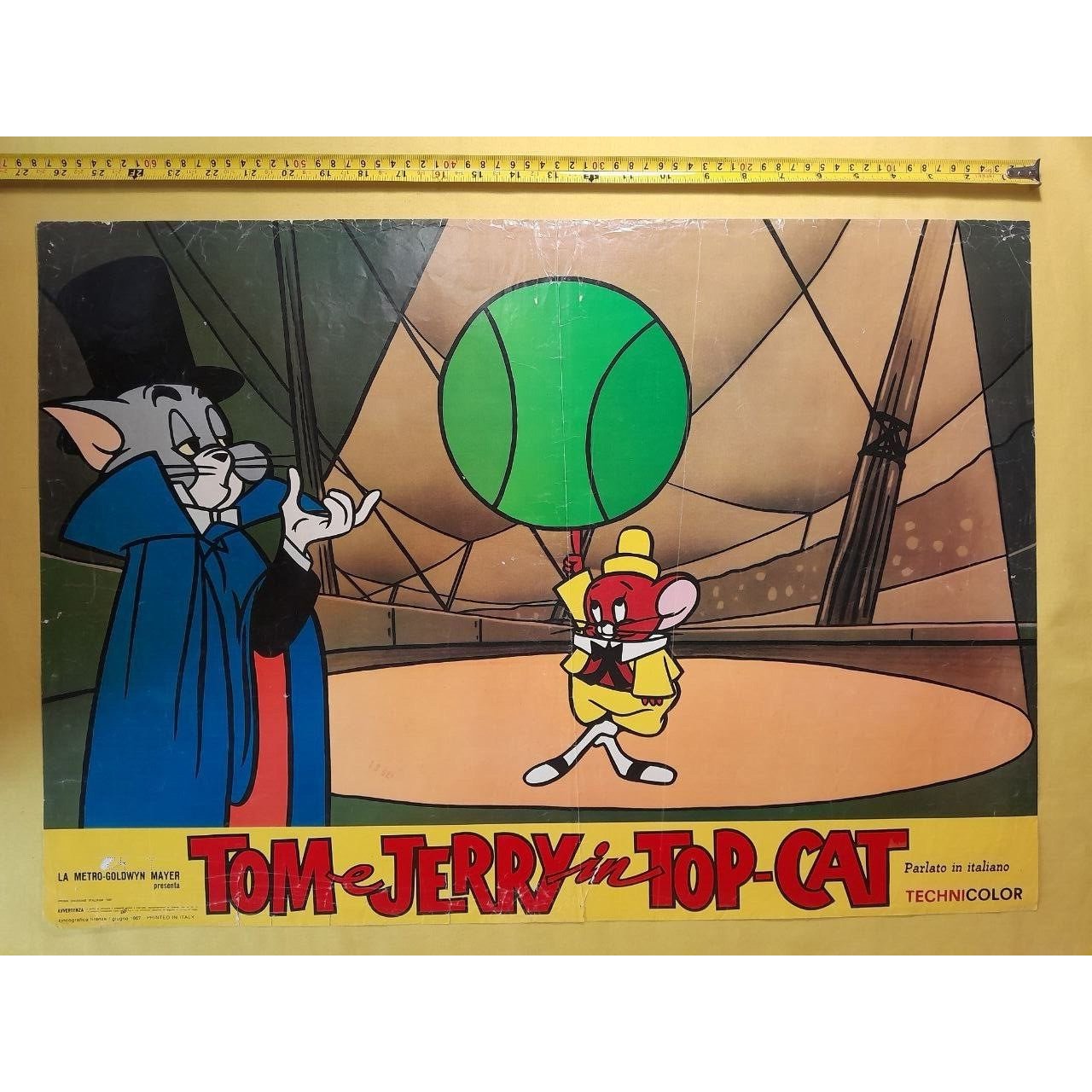 1967 TOM & JERRY IN TOP CAT Mgm Rare Vintage Italian Fotobusta Poster ORIG F7-7