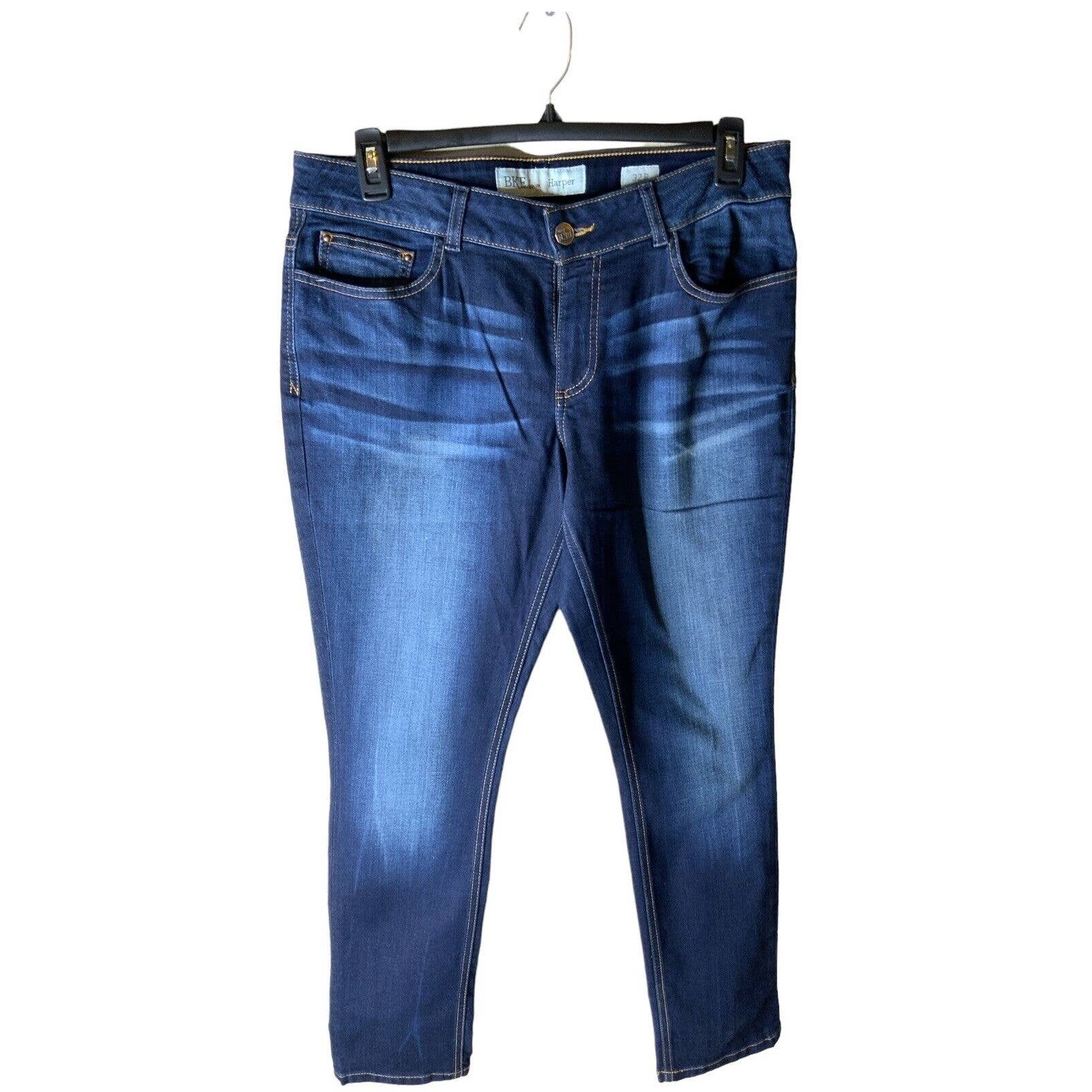BKE Harper Jeans Women's Size 32R Stretch Whiskers Blue Denim