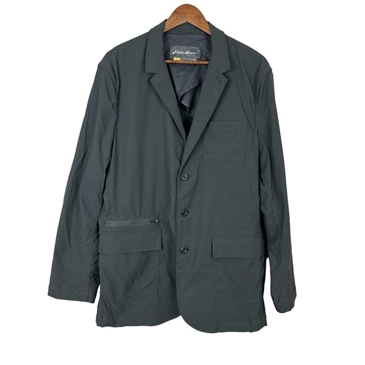 Eddie Bauer Travex Blazer Mens 44 Gray 3-Button Sport Coat Nylon Stretch Travel