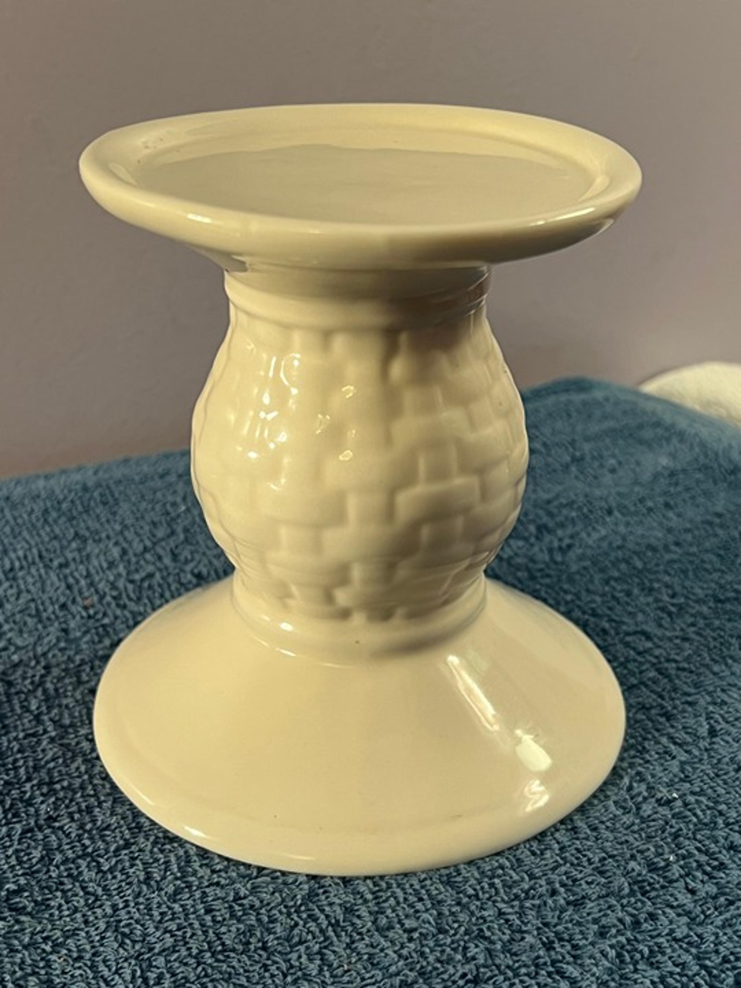 Longaberger woven traditions ivory large pillar candle holder CH9409