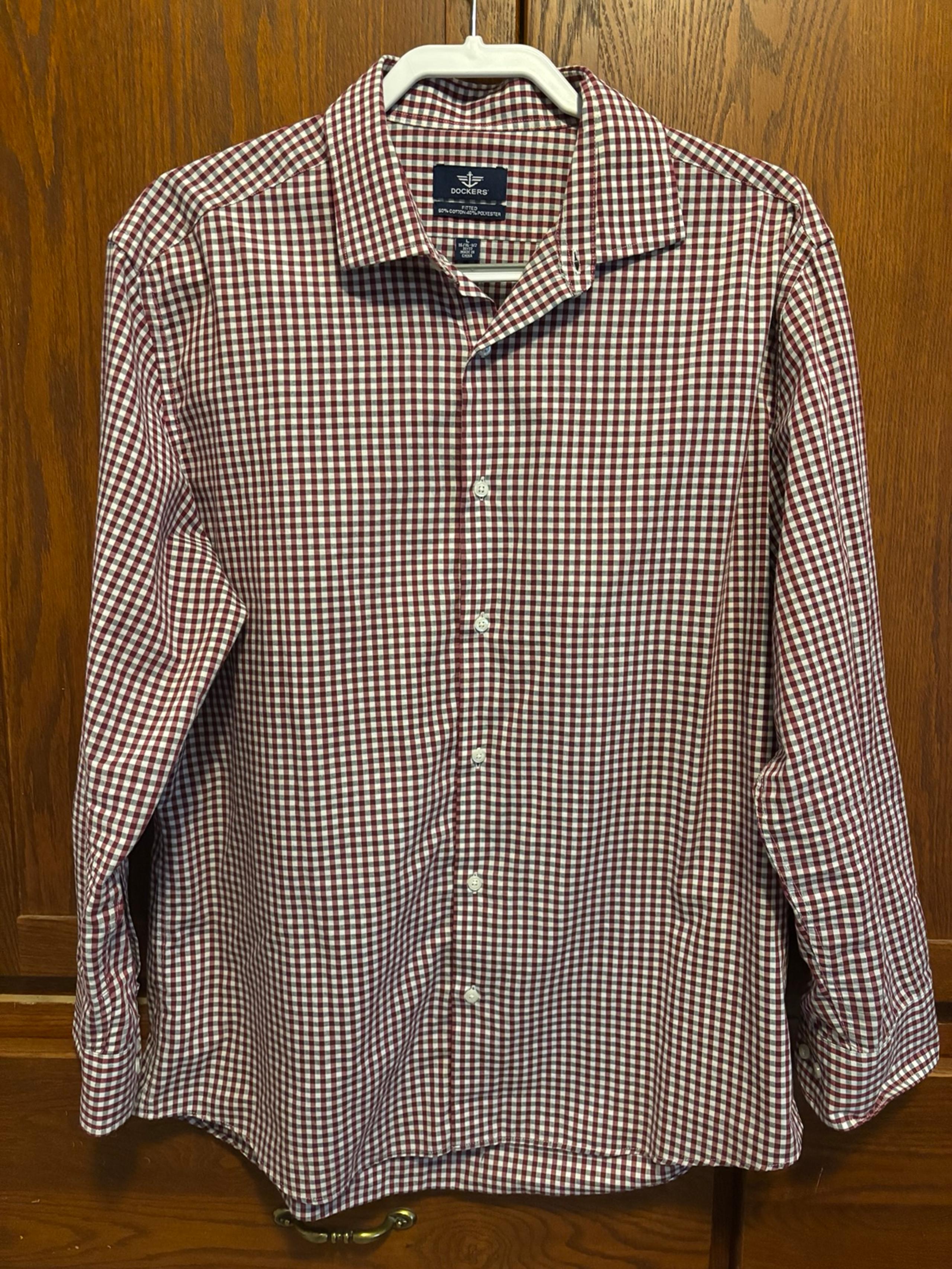 Dockers Maroon and white checkers dress shirt