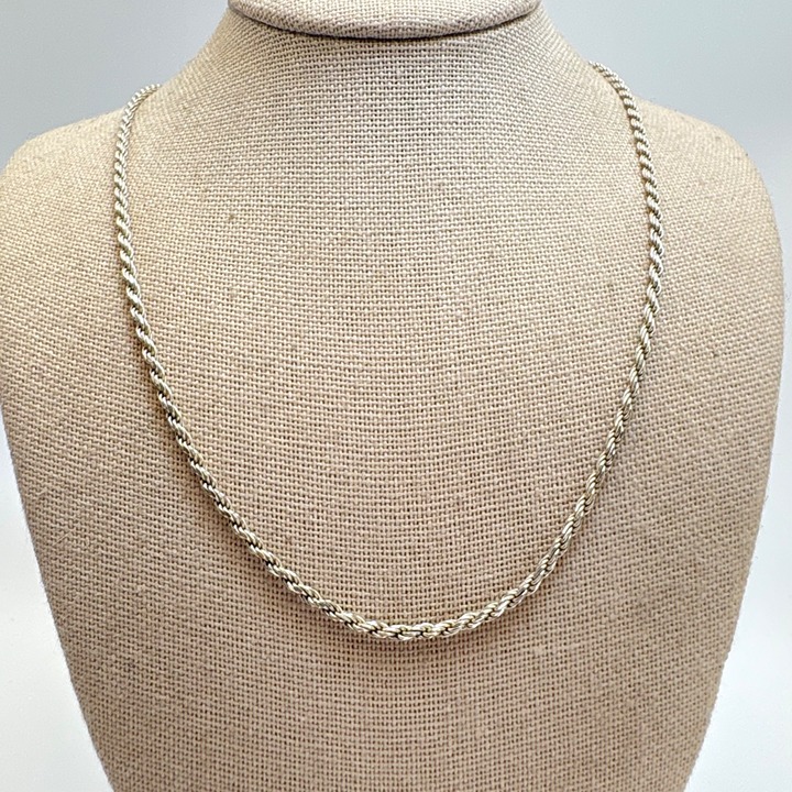 VTG Sterling Silver 925 Rope Chain Lobster Clasp Necklace Size 24 Length