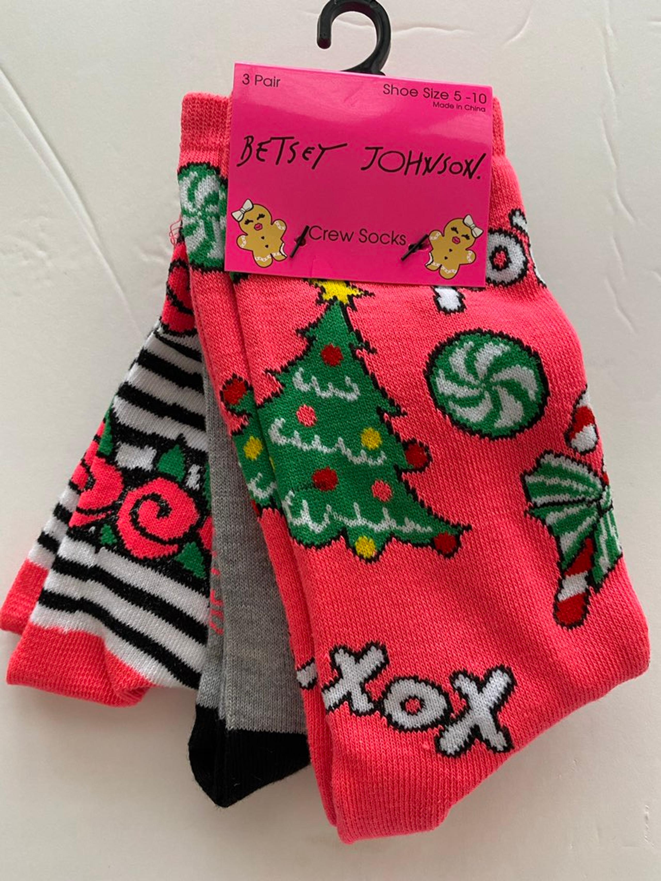 New Betsey Johnson Christmas Socks 3 Pairs Womens