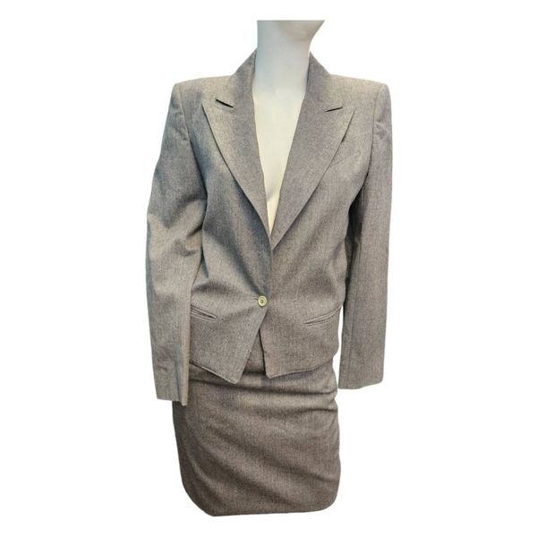 Harve Bernard Gray Wool Skirt Suit Womens Size 6