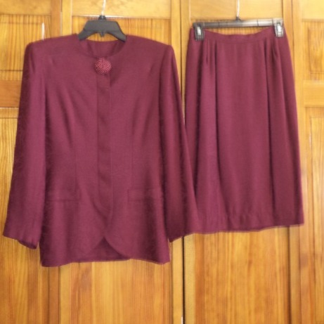 KASPER FOR A.S.L. burgundy red skirt suit sz 4 woman