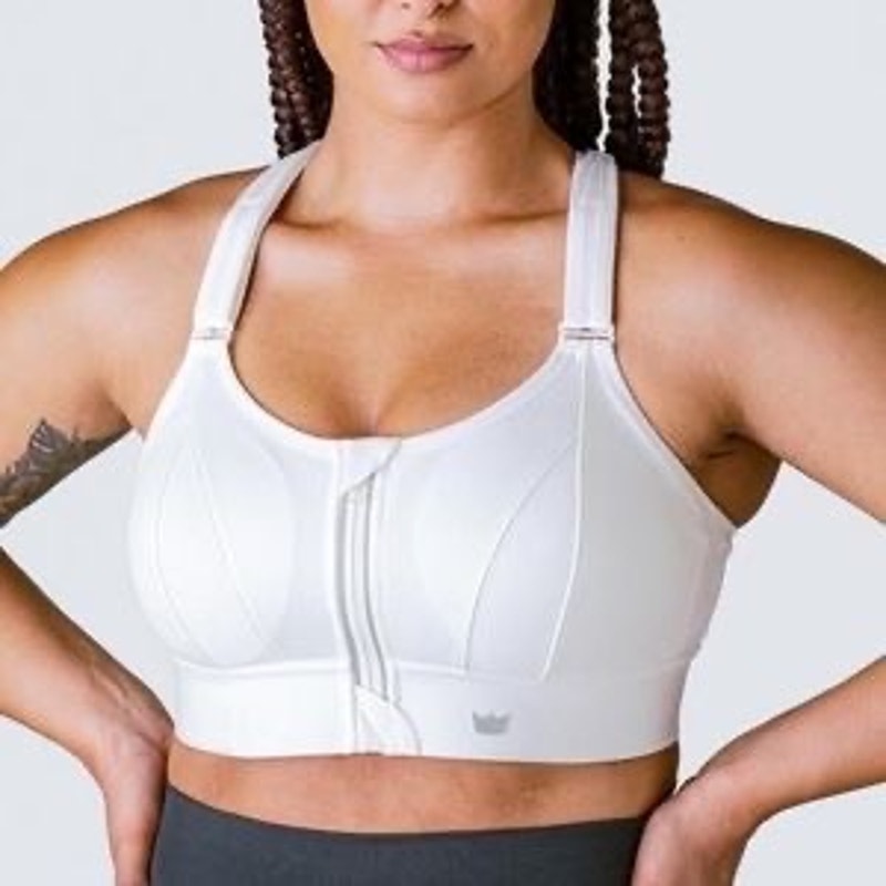 SHEFIT Ultimate Sports Bra White 2 LUXE High Impact Adjustable w PADS