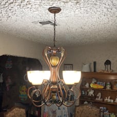 5 Lamp Rustic Iron and Brass Chandelier