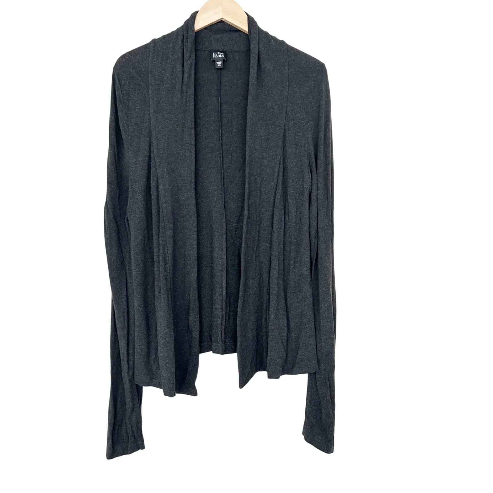 Eileen Fisher Gray Open Front Cardigan Sz XS