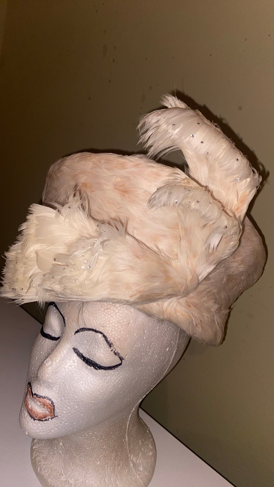 Gorgeous Ivory /Beige Feather Dress Hat by Jack McConnell
