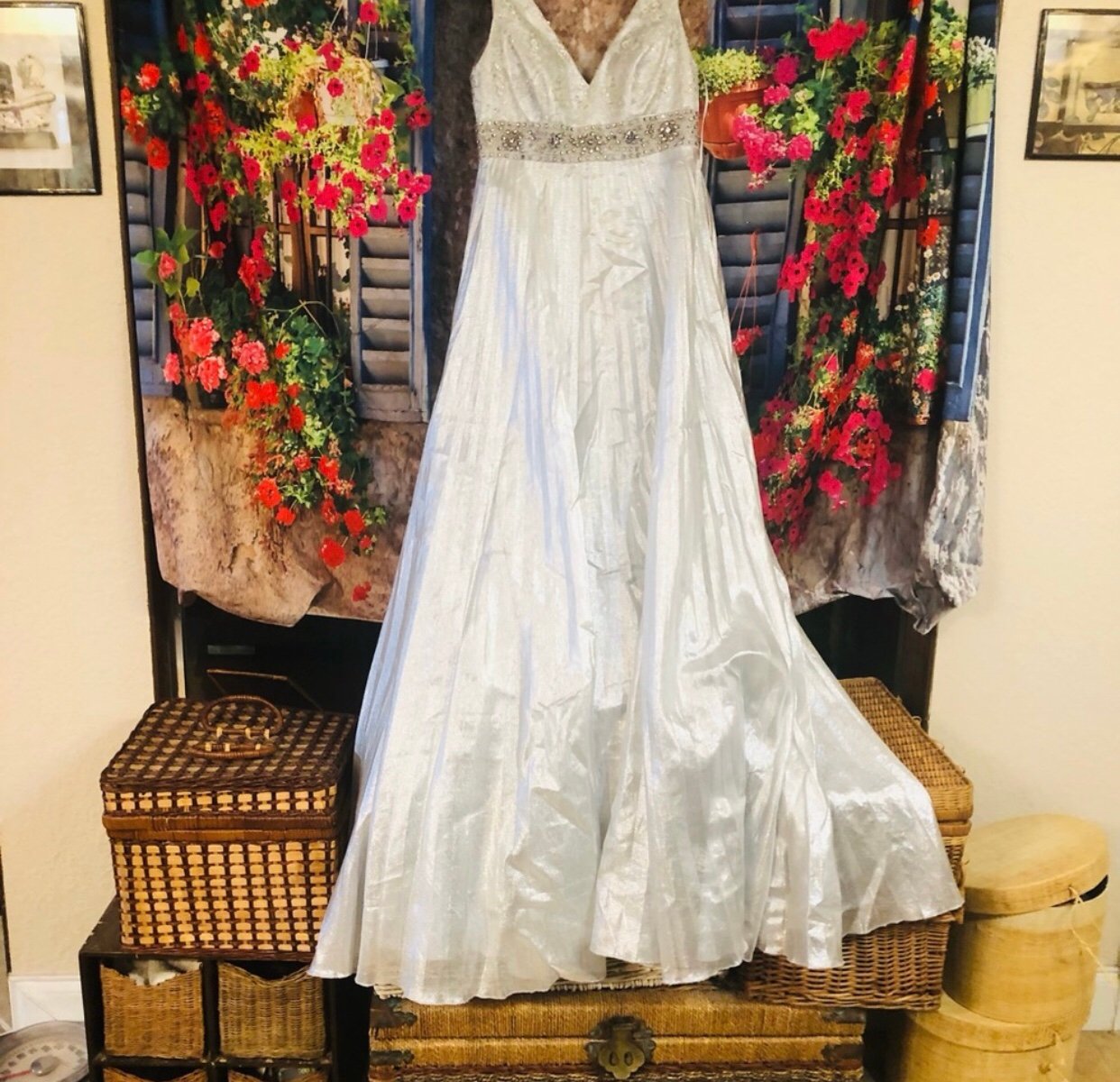 Dave Johnny Formal Gown Silver size 1/2