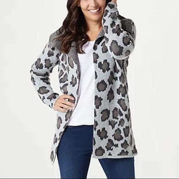 Denim & Co. Jacquard Long-Sleeve Open-Front Cardigan