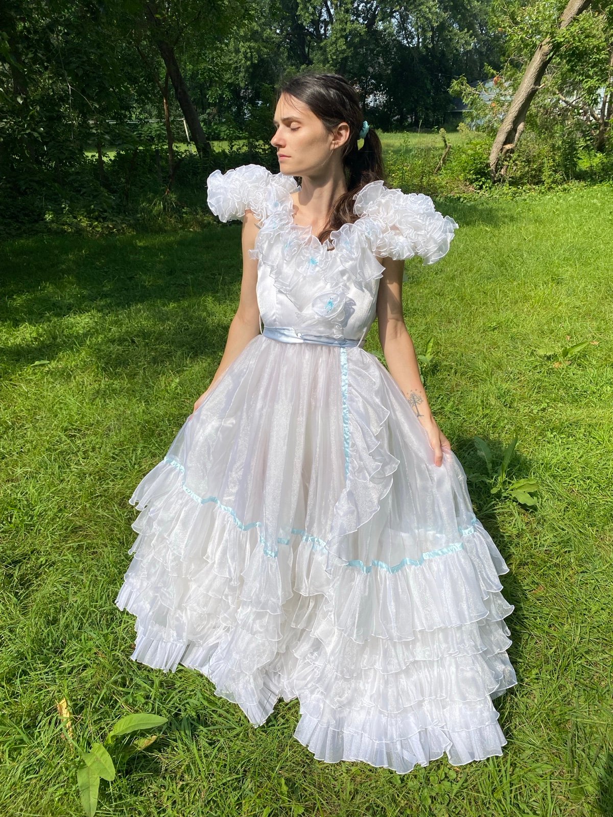 1980s iridecsent Princess cupcake prom dress wedding fairy
