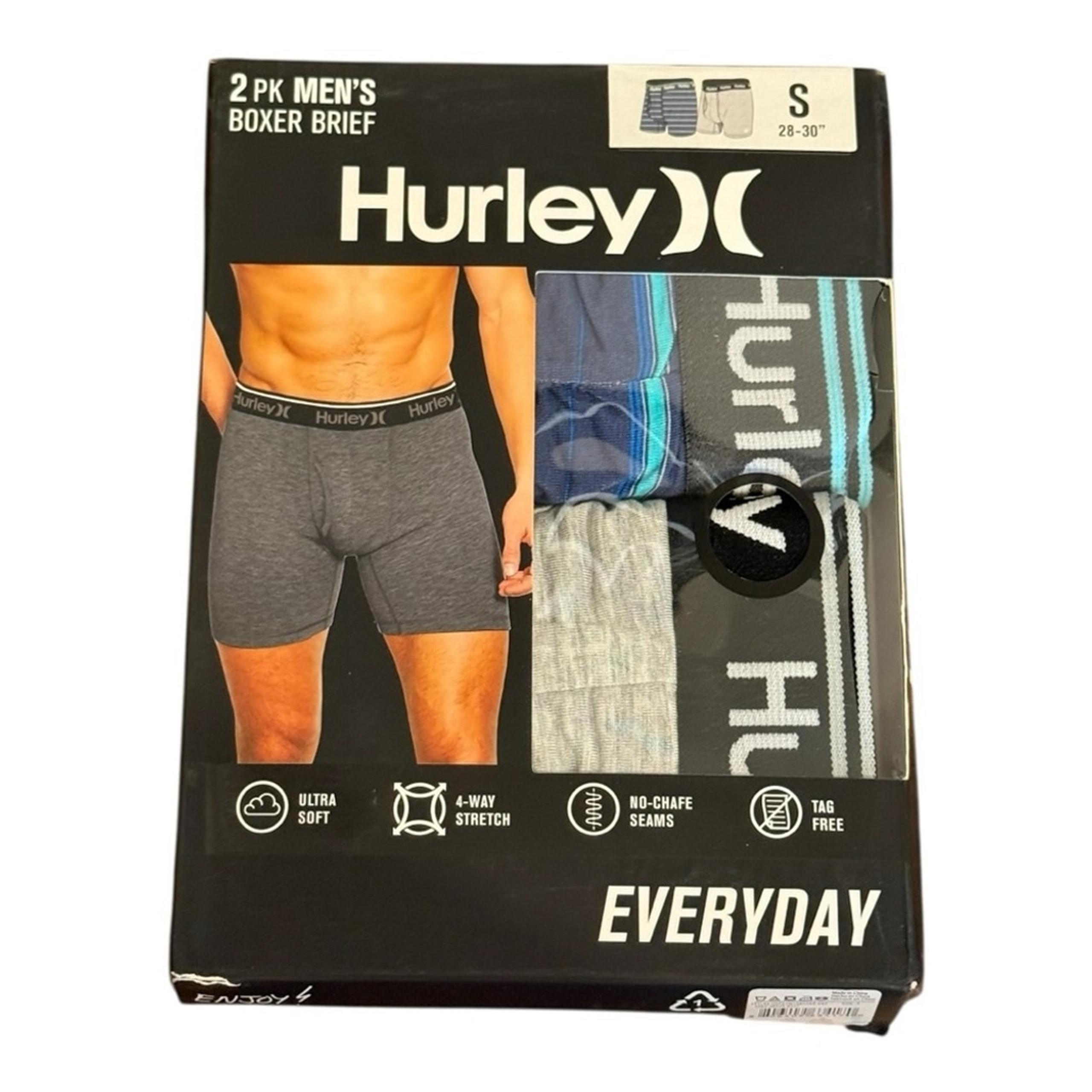 Hurley Men's Small Everyday Boxer Briefs 2-Pack - Gray and Blue NEW