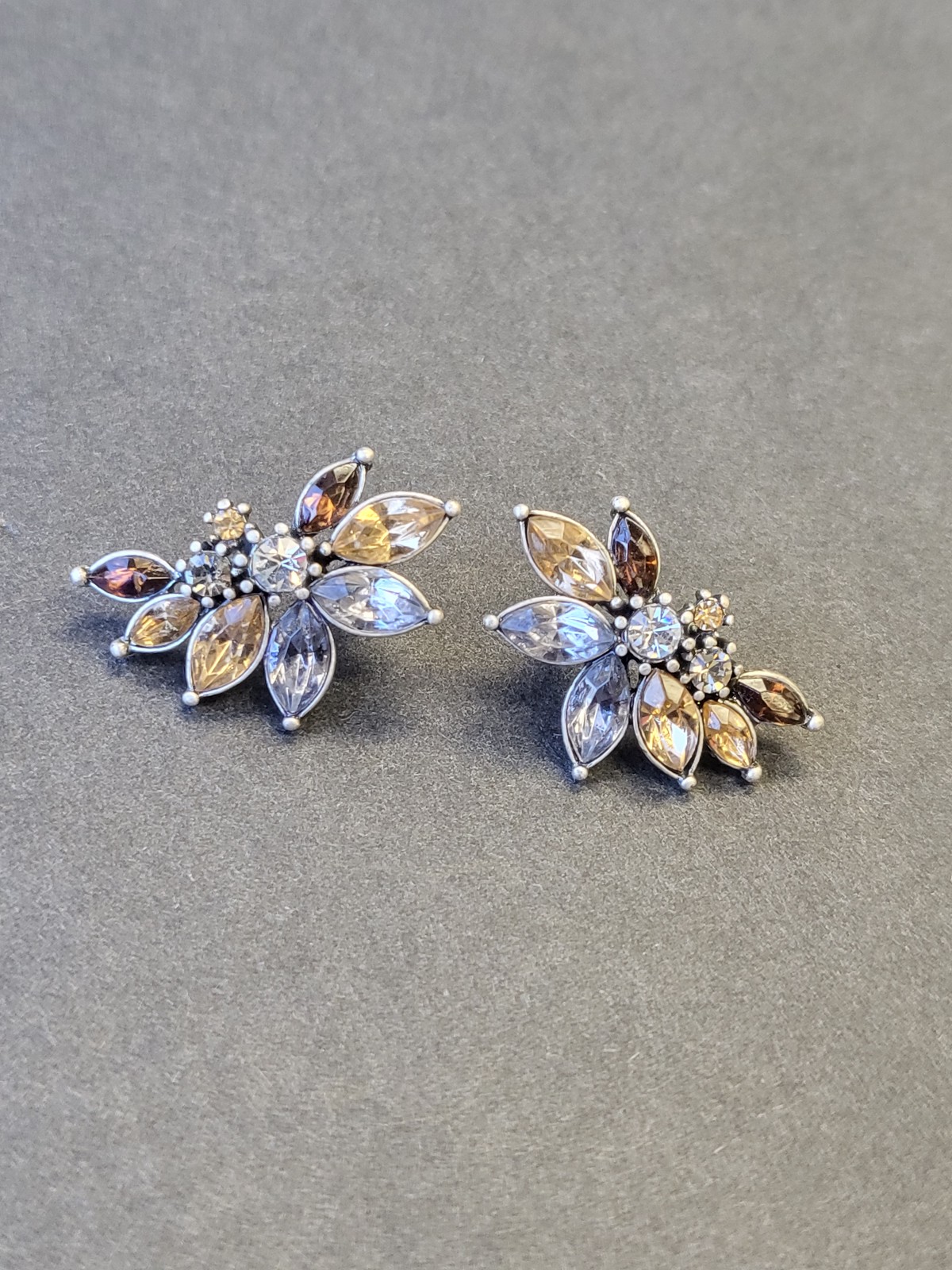 Vintage multi color rhinestone stud earrings