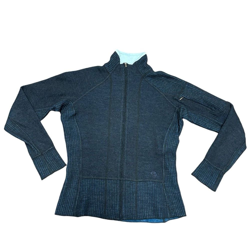 Mountain Hardwear Jacket Women's Full Zip Wool Blend Sweater Small Outdoor Blue