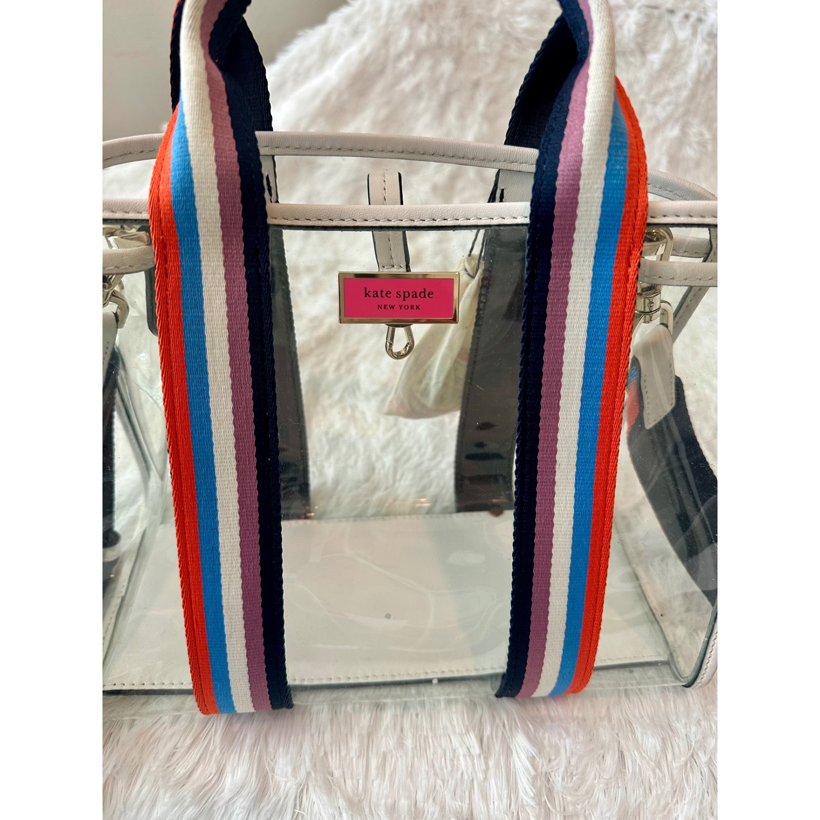 Kate Spade Clear Tote Bag Removable Strap Satchel Handbag Purse Small