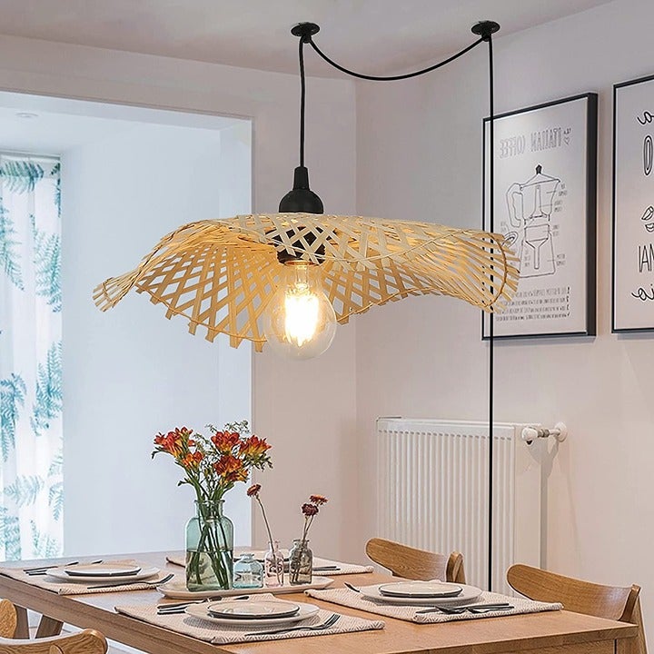 Hand-woven bamboo chandelier